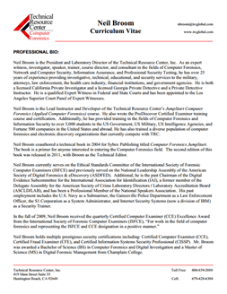 CV for Neil Broom Expert Witness in Computer Forensics Investigations in Sanford Florida